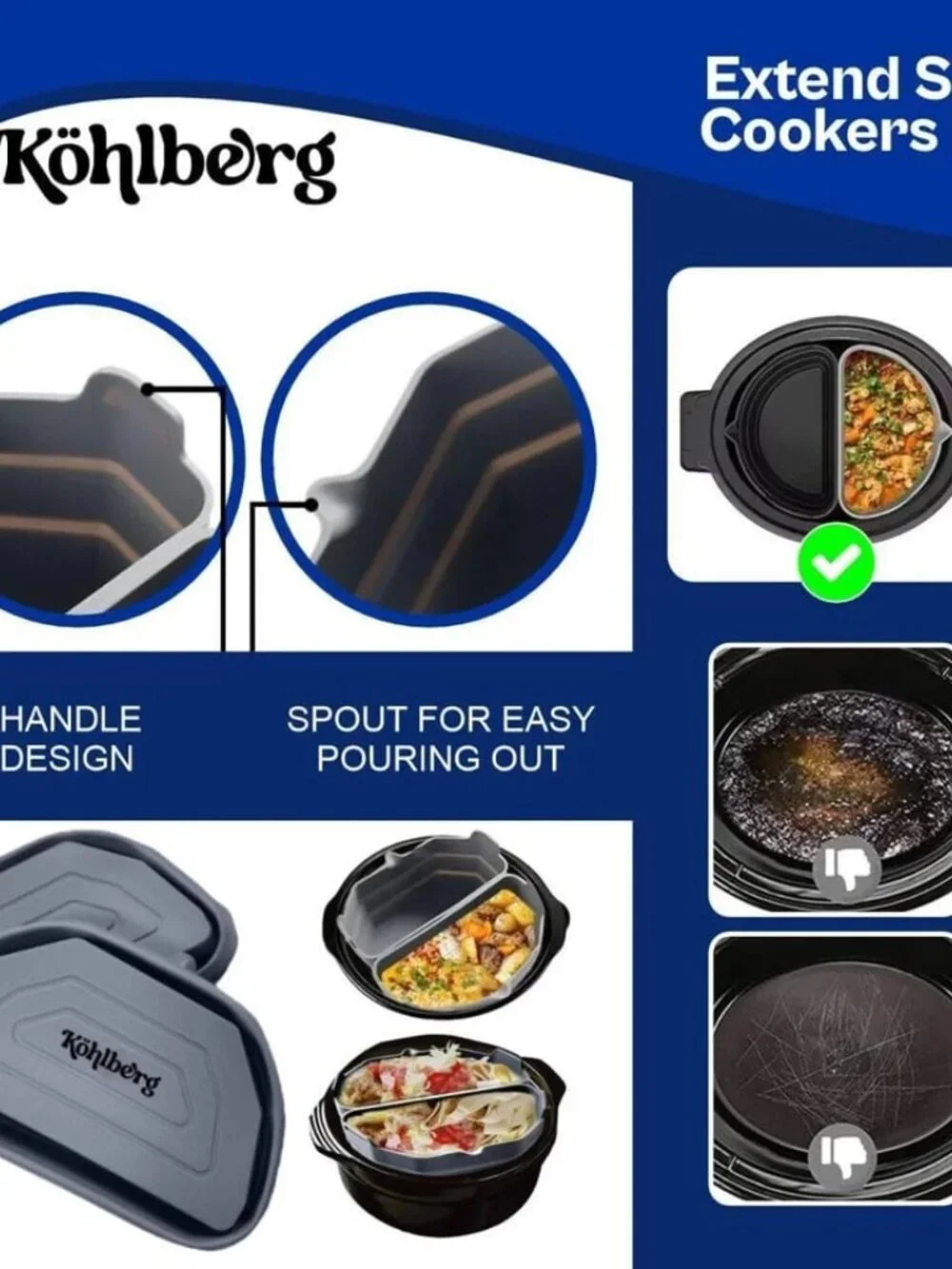Slow Cooker Divider Liners Reusable BPA-Free Heat-Resistant Easy Cleanup